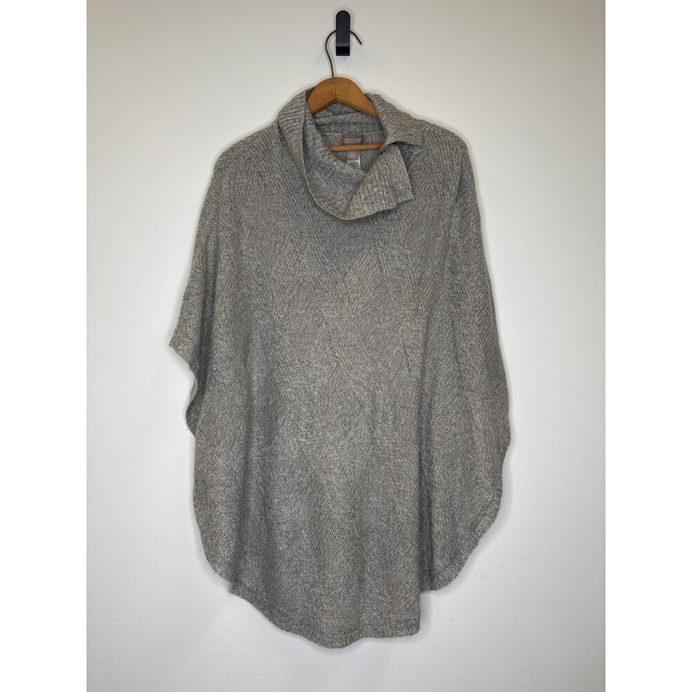 Chico’s gray muck neck cape poncho sweater